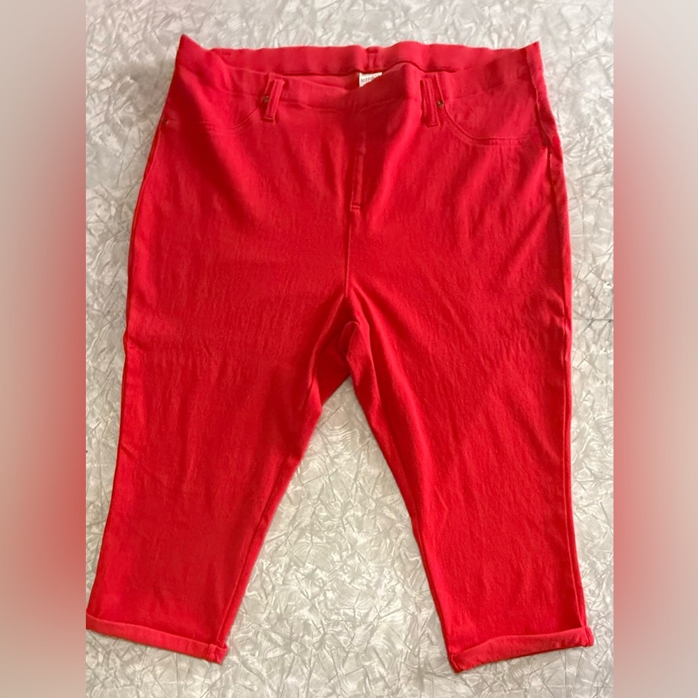 Terra & Sky Red Cropped Pants, 2x